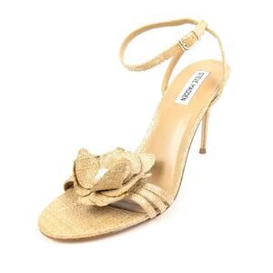 Steve Madden Excite Natural Raffia Stiletto Heel Dress Sandals Size 11